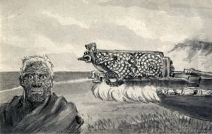 A Carved Chief 'te Kuha' by Horatio Gordon Robley