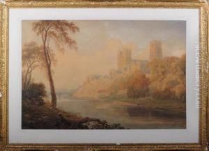 "durham" - A View Of The Cathedral From The River by George Fennel Robson