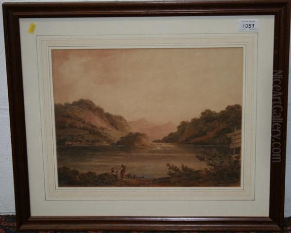 Figures Beside An Extensive Lake - view 1