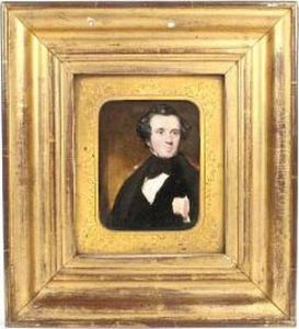 Portrait Of A Gentleman, Wearing A Black Coat,waistcoat And Necktie by Francois Theodore Rochard