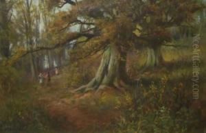 Figures In A Wooded Glade by Alexander Ignatius Roche