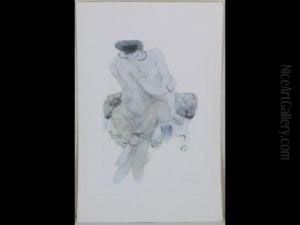 Couple De Femmes S'enlacant by Odilon Roche