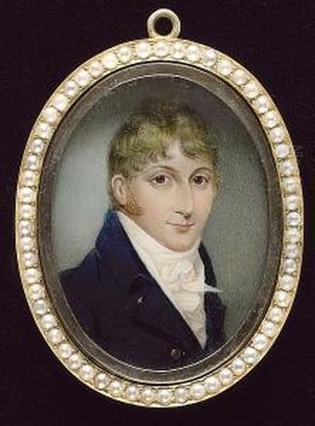 A Gentleman, Wearing Blue Coat, White Waistcoat, Frilled Chemise And Tied Cravat - view 1