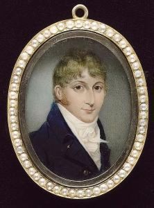 A Gentleman, Wearing Blue Coat, White Waistcoat, Frilled Chemise And Tied Cravat by Sampson Towgood Roche