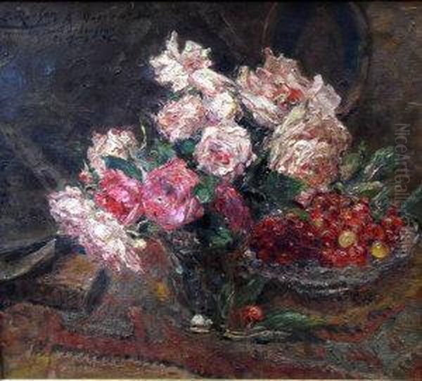 Still-life Of Flowers And Fruit On A Table - view 1