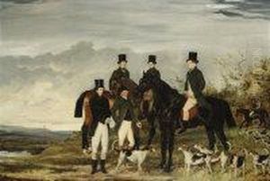 Hon. Edmud Boyle On "picadilly", Col. Rt. Boyle, Hon. Wm Boyle On "mendip", Viscount Dungarvan On "old Joe" by J.D. Rochfort