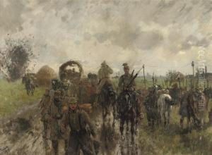 Cavalry Between Pont A Vendin And Carvin, France by Theodor Rocholl