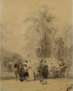 Elegant Figures In A Park by Charles Rochussen