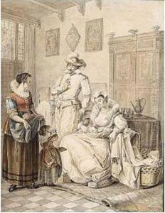 Interior Scene by Hendrik Rochussen
