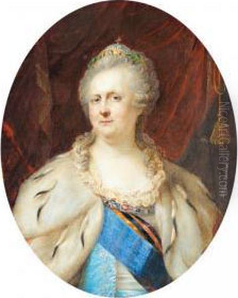 A Fine Portrait Miniature Of Catherine The Great After The 1793 Original By Johann Baptist Lampi - view 1