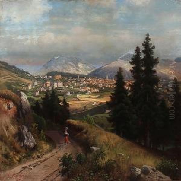 South German Landscape With A Large Town In A Valley - view 1