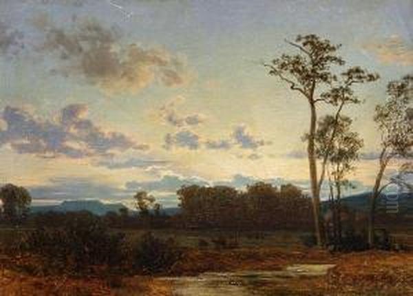 A River Landscape At Sunset - view 1