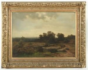 Landschaft Mit Wegekreuz Und Rastenden Wanderern by Carl Gustav Rodde