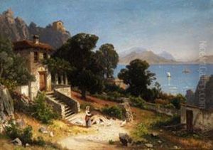 Suditalienische Landschaft Mit Landlichem Pergolagebaude