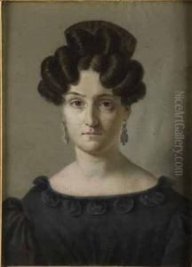 Pareja De Retratos: Retrato De Caballero Con Condecoraciones Y Retrato De Dama Con Peineta by Vicente Rodes Y Aries