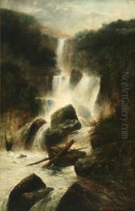 Mountain Landscape With Waterfall by Aanso Rodrick