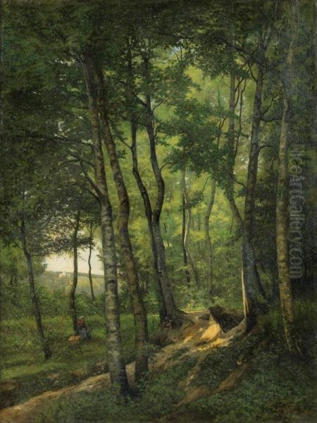 La Foret De Marly-le-roy [ ; The Forest Of Marly-le-roy ; Oil On Canvas Signed And Dated 1877] - view 1