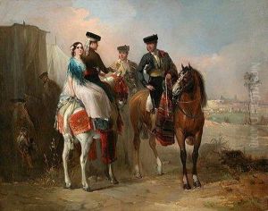 Paseo A Caballo. by Manuel Rodriguez De Guzman