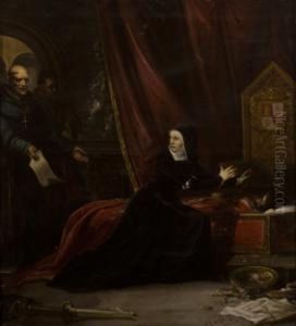 Dona Juana Velando A Felipe El Hermoso by Jose Maria Rodriguez De Losada