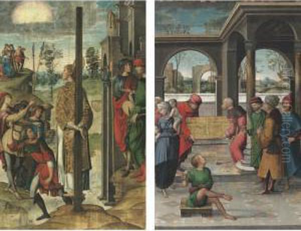 Active In Zamora And Leon During The Early 16th Century
The Stoning Of Saint Stephen;
 The Burial Of Saint Stephen - view 1