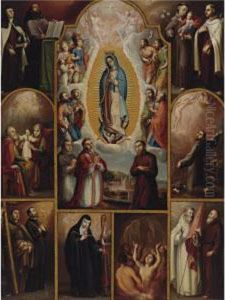 The Virgin Of Guadalupe Surrounded By Archangels, Saints Anddonors by Juan Rodriguez Juarez