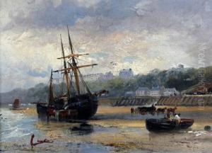 Fishing Boats And Figures On The Sands, Scarborough