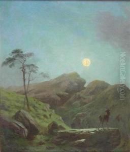 Deer By Moonlight by Robert Henry Roe