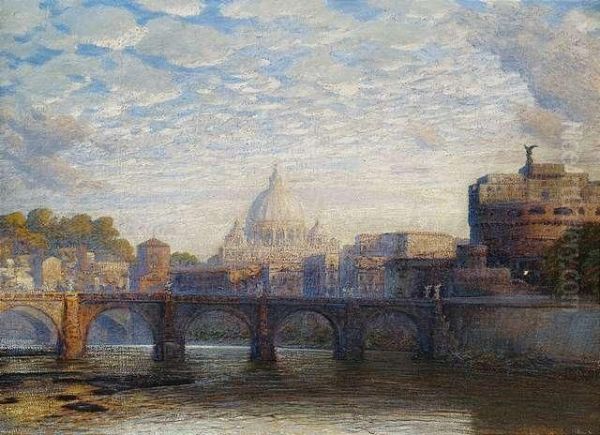 Rome.
Peter's Basilica And Angels Castle Seen From River Tiber. - view 1