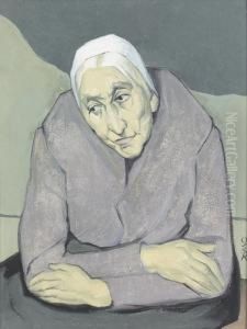 Portrat Einer Alteren Dame. by Ottilie Wilhelmine Roederstein