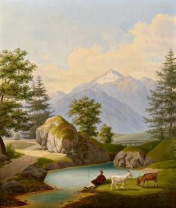 Weideidyll Mit Blick Auf Eine Gebirgskette