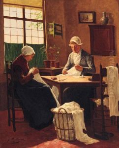 The Young Seamstresses by Lodewijk Jozef Adri. Roelandt
