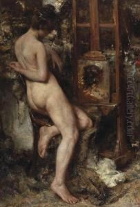 In De Rust; Model In The Artist's Studio by Albert Roelofs