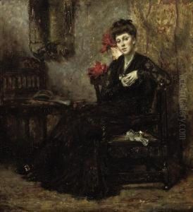 A Diva Wearing A Black Lace Dress by Albert Roelofs