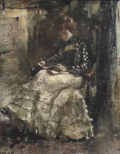 Mientje Reading In The Atelier - view 1