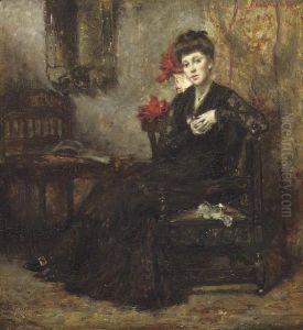 Meditation: A Diva Wearing A Black Lace Dress by Albert Roelofs