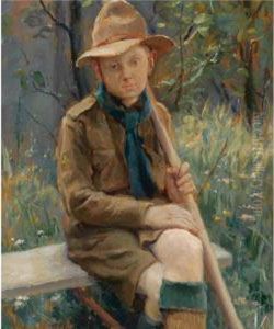 A Portrait Of Rene Strauss In A Scouting Uniform by Albert Roelofs