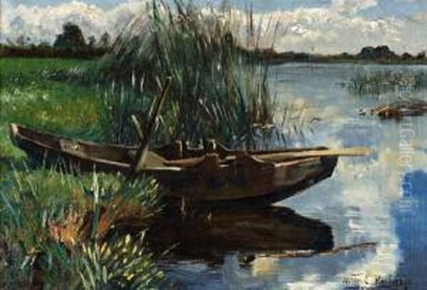 Polderlandschap Met Roeiboot In De Rietkraag - view 1