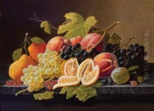 Fruit Still Life With Lemon by Severin Roesen