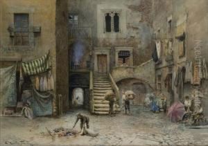 Roma, Scena Di Vita Al Ghetto by Ettore Roesler Franz