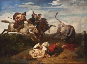 Die Rettung Vor Dem Wilden Stier by Adolphe Roger