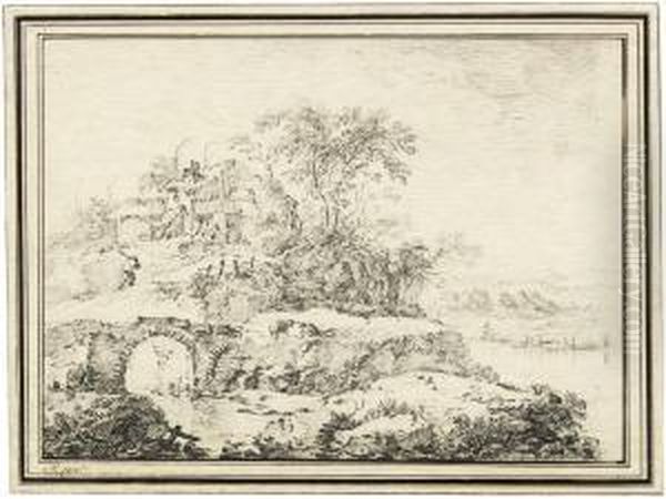 Fluslandschaft Mit Einer Brucke - view 1