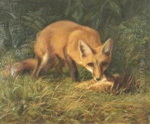 A Fox With Its Prey by J. Rogers