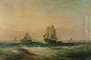 Fishing Boats At Dusk by J. Rogers