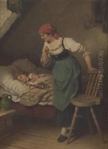 Mutter Mit Schlafendem Jungen by Wilhelm Sen Roegge