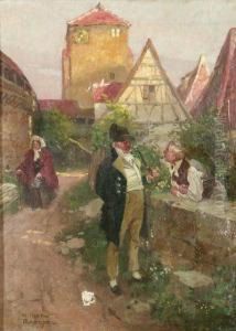 Dorfliches Idyll Mit Zwei Mannern Im Gesprach