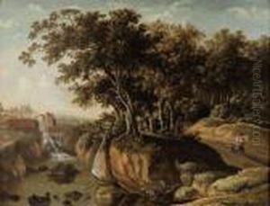 Promeneuse Dans Un Paysage De Foret