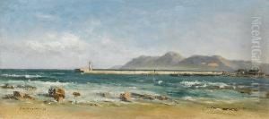 A Breakwater, Possibly Hout Bay by Jean Marius Rogier