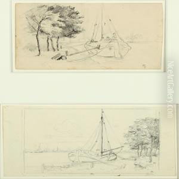 Dutches Landscapes With Ships - view 1