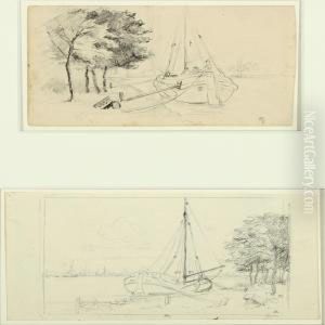 Dutches Landscapes With Ships