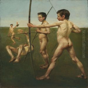 Young Naked Archers,recto And Interior With Playing Trio, Verso